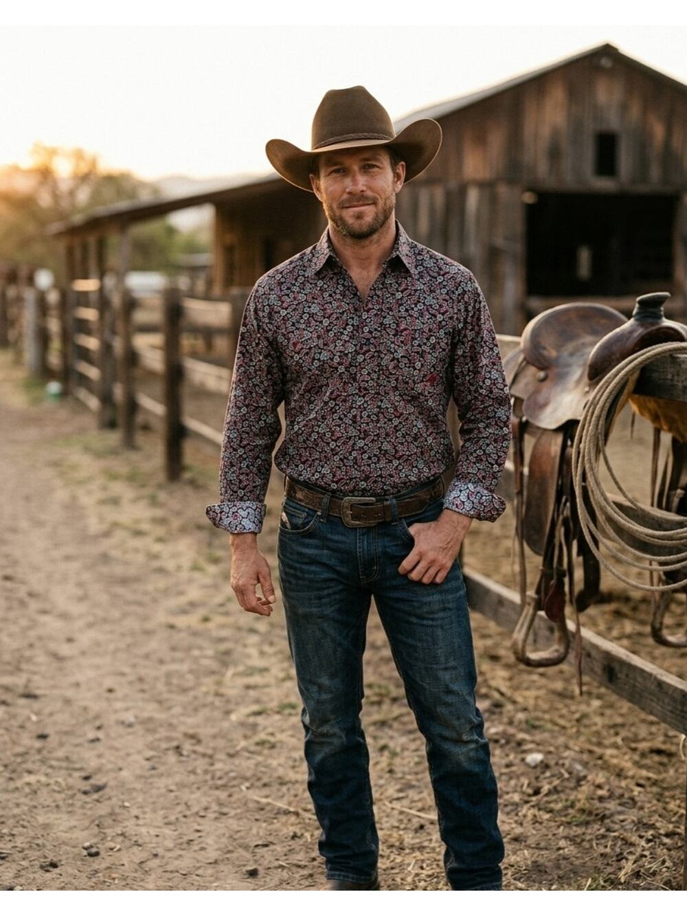 Ariat Men's Noor Long Sleeve Shirt Paisley Print Black Western Cowboy Size XS